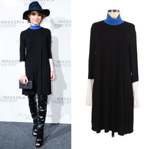 BCBGMAXAZRIA BLACK SHIFT DRESS BLUE DETAIL